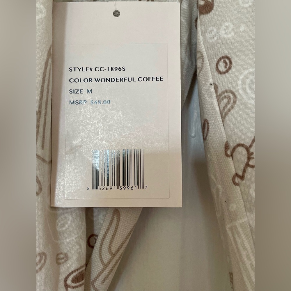 BNWT!Unbranded Sample,”Coffee Talk"😻☕️short sleeve,V neck capris,PJs,pale coffee - Picture 7 of 10